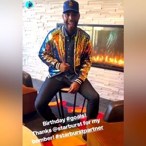 Asos multi color gold/blue/green long sleeve bomber with stripe details, Size XS